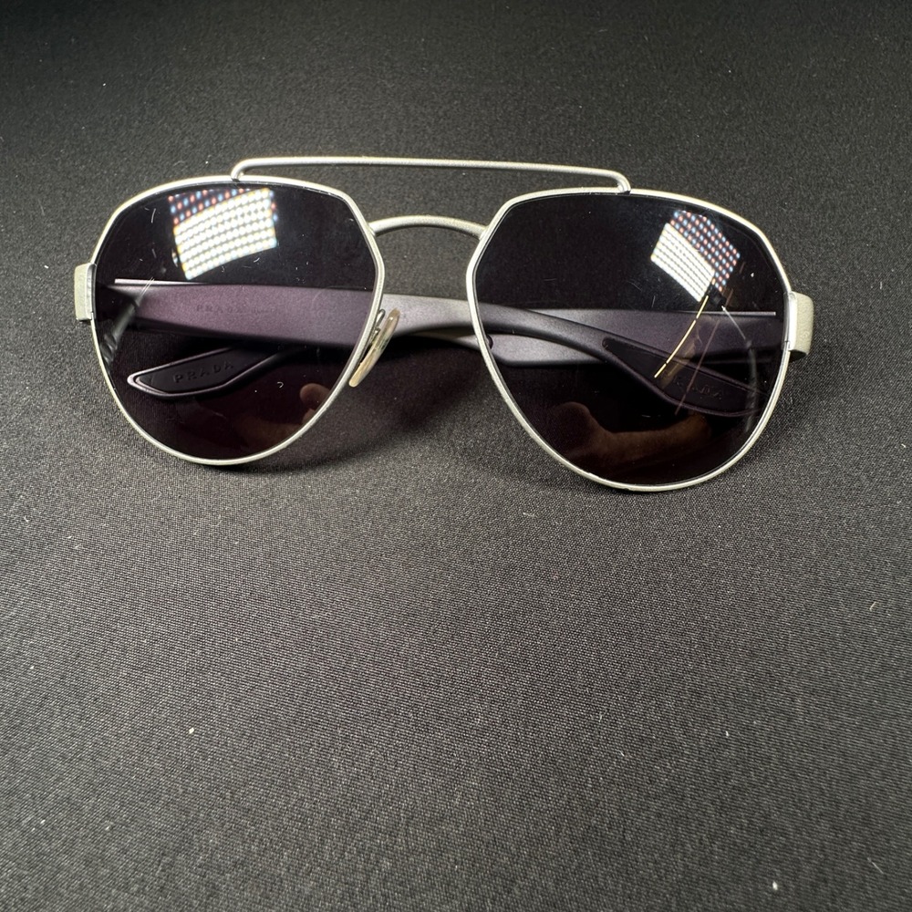 Prada Polarized Sunglasses Frame Men Silver Linnea Rossa SPS 57U 449-5W1 Italy - Picture 12 of 12